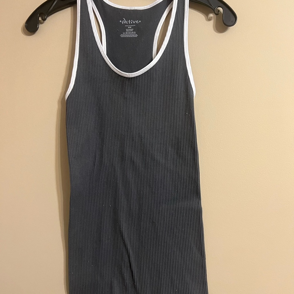 Active Gray Ribbed Tank Top